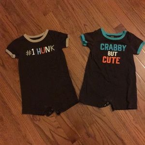 2 Infant Boy Pull-Over Rompers